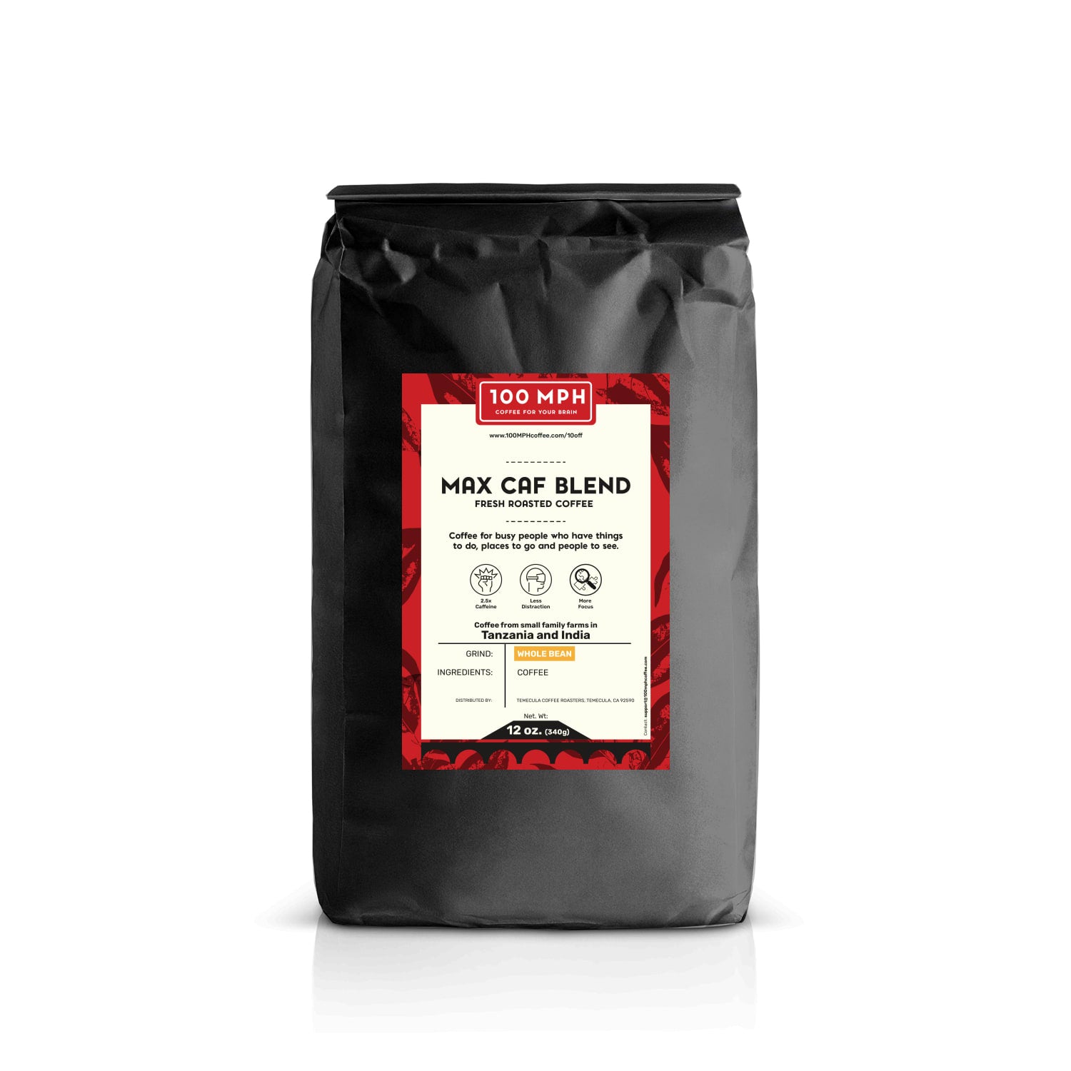 Max Caf Blend - Whole Bean (12 oz) – 100 MPH Coffee